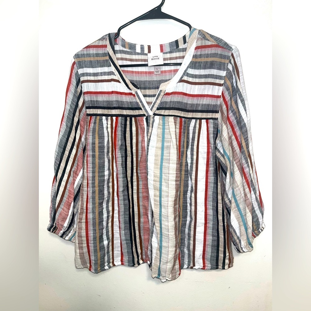 Knox Rose Mid sleeve striped blouse